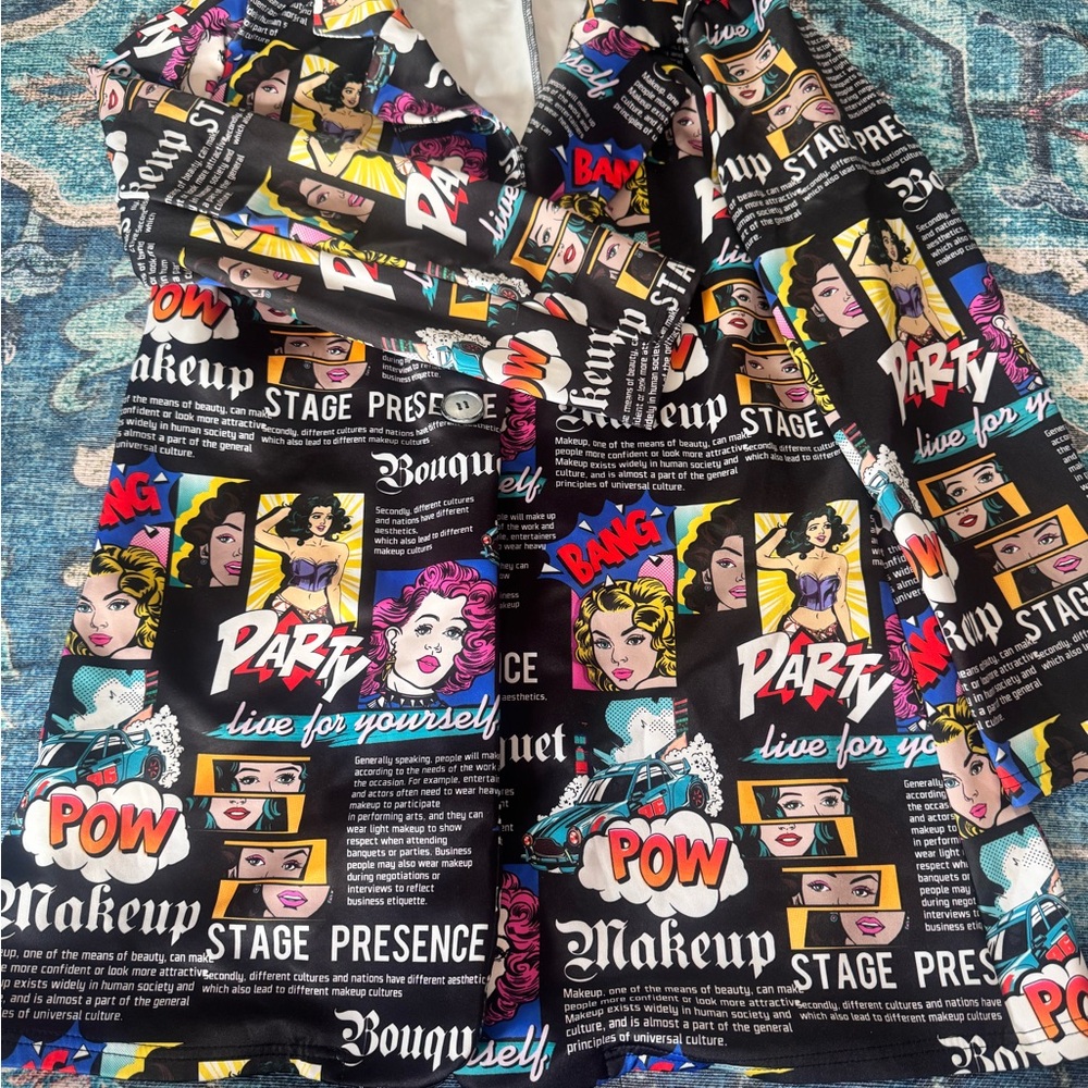 Colorful Comic Graphic Print Jacket